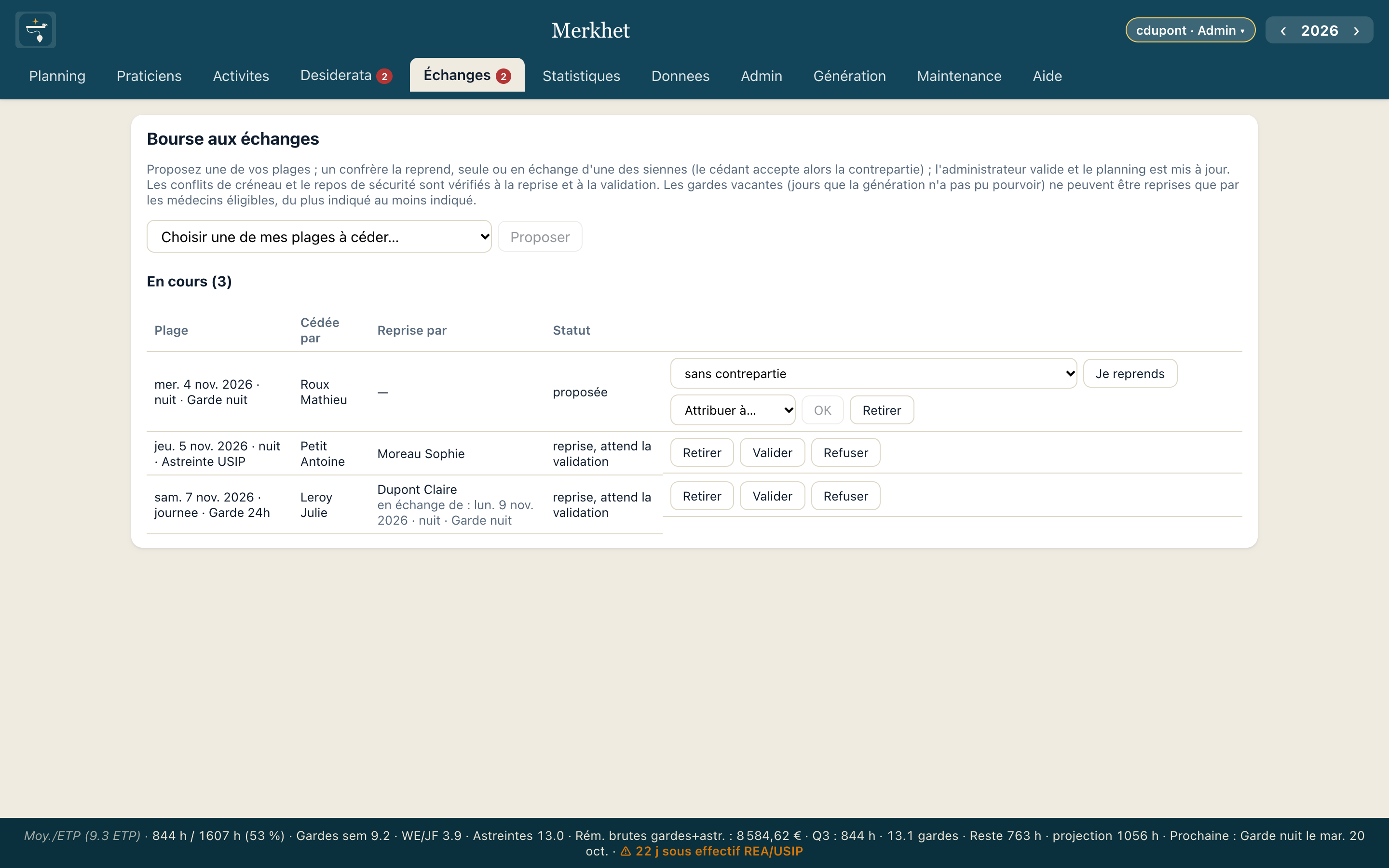 Bourse aux échanges : propositions en cours
