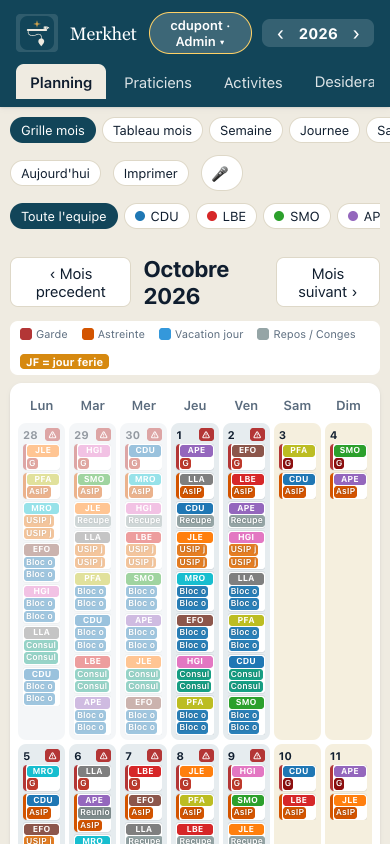 Planning sur iPhone